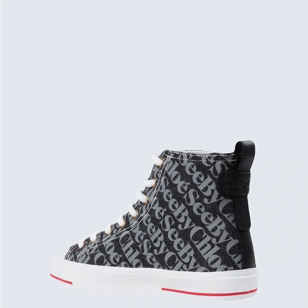 See By Chloe Monochrome Logo High-Top Sneakers - Picture 2 of 3